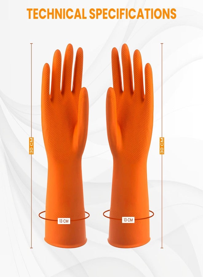 روبوست قفازات تنظيف مطاطية برتقالية فاخرة من روبست | قفازات قابلة لإعادة الاستخدام للتنظيف | مقاومة للمواد الكيميائية والمنظفات | عبوة من 10 قفازات | قفازات يدوية شديدة التحمل | قفازات يدوية لغسل الأطباق والبستنة والتنظيف - Image 4